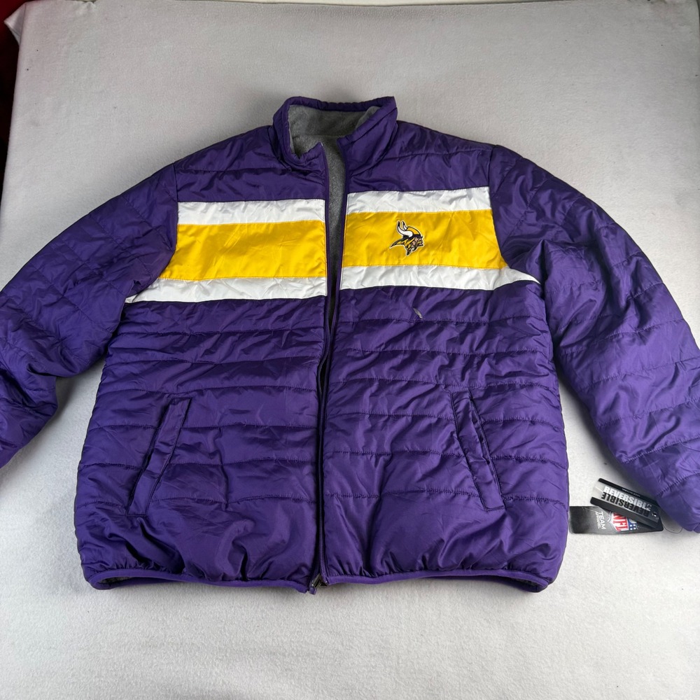 NFL Team Apparel Minnesota Vikings Reversible Puffer Jacket Purple Men's‎ XXL